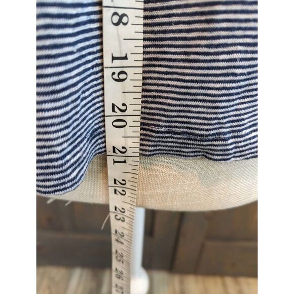 Christian Siriano Casual Top Women's Large Black & White Stripe V-Neck 100%Linen - Picture 6 of 8